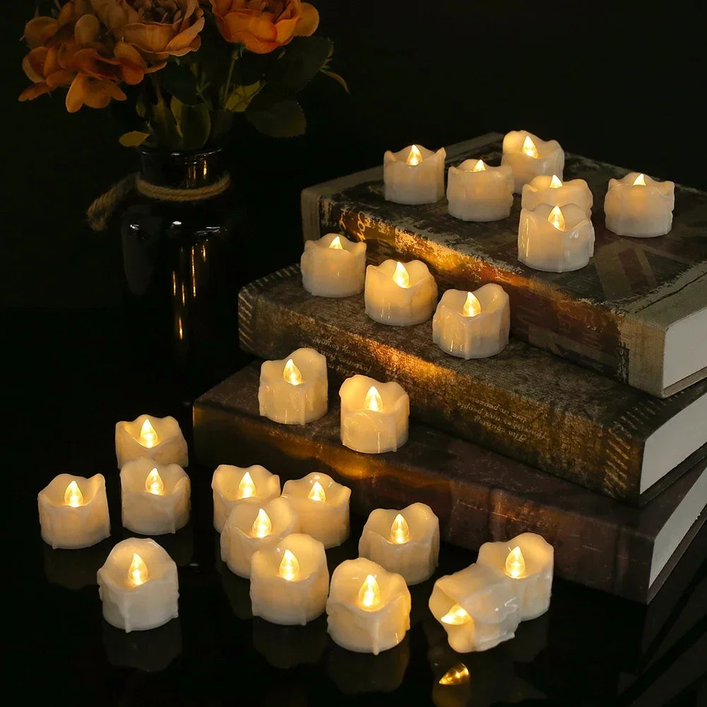 Timer Tea Lights Flameless Flickering Auto Tealights Battery Operated Auto-On 6 Hours and Off 18 Hours LED Candles Lamp