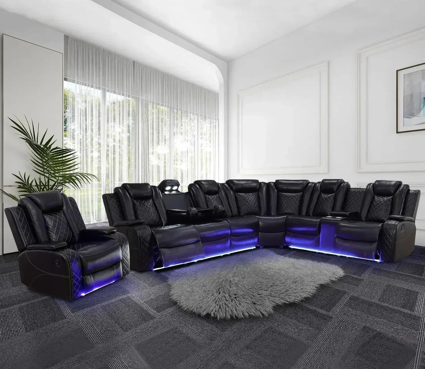 Power Recliner Sofa Sectional Couches With LED