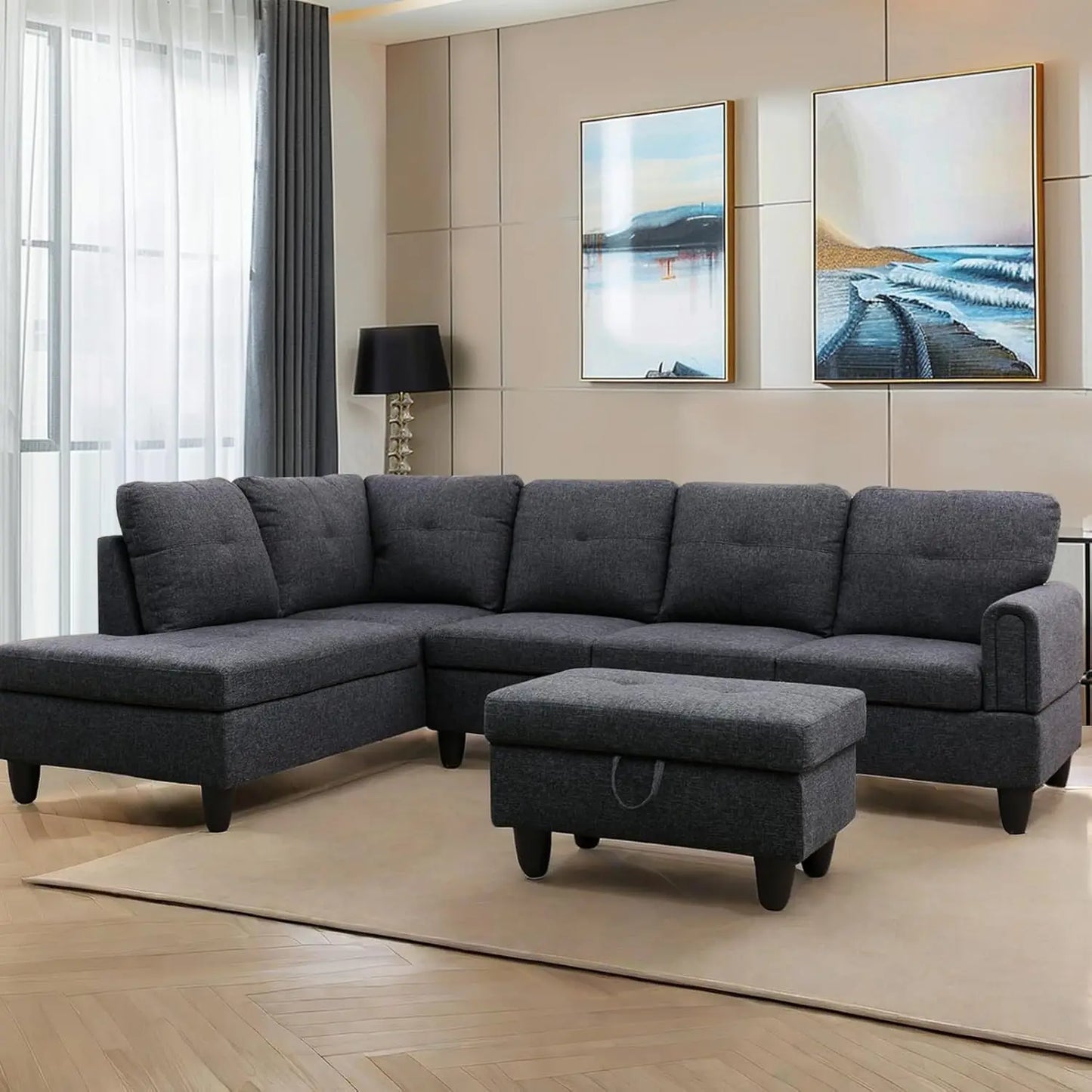 L Shaped Sofa With Ottoman Modern Sectional Couches