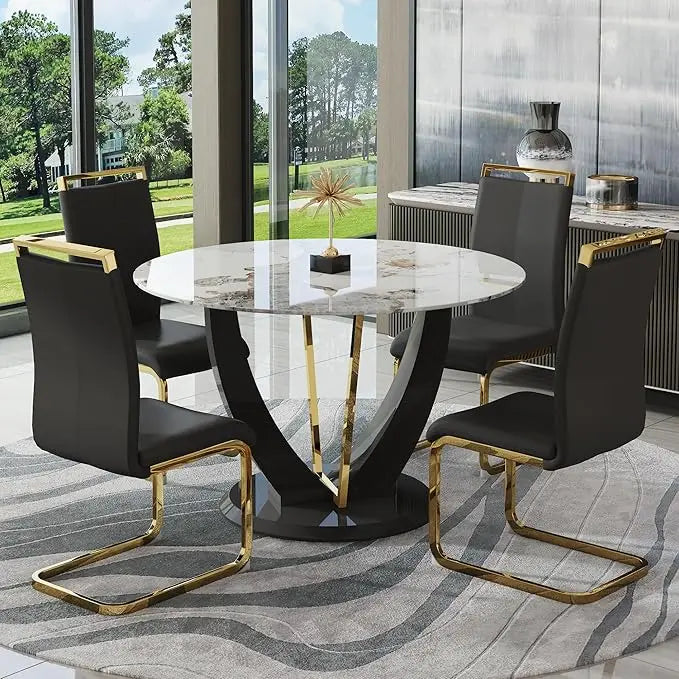 4 Cushioned Chairs, Modern Kitchen Table And Chairs