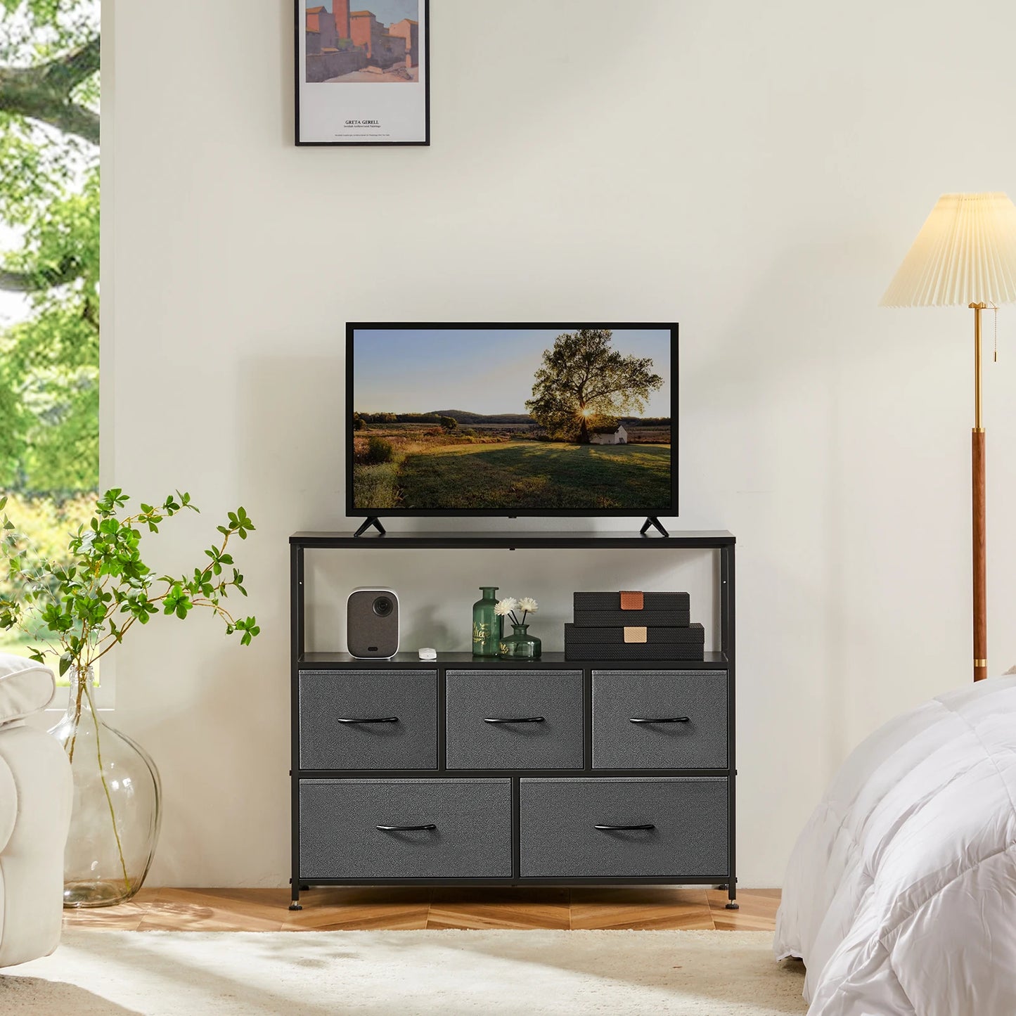 Fireplace TV Stand Dresser For Bedroom With