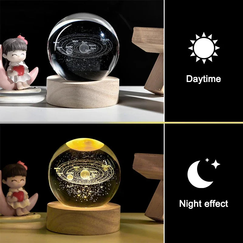 Luminous Crystal Ball LED Night Light Saturn