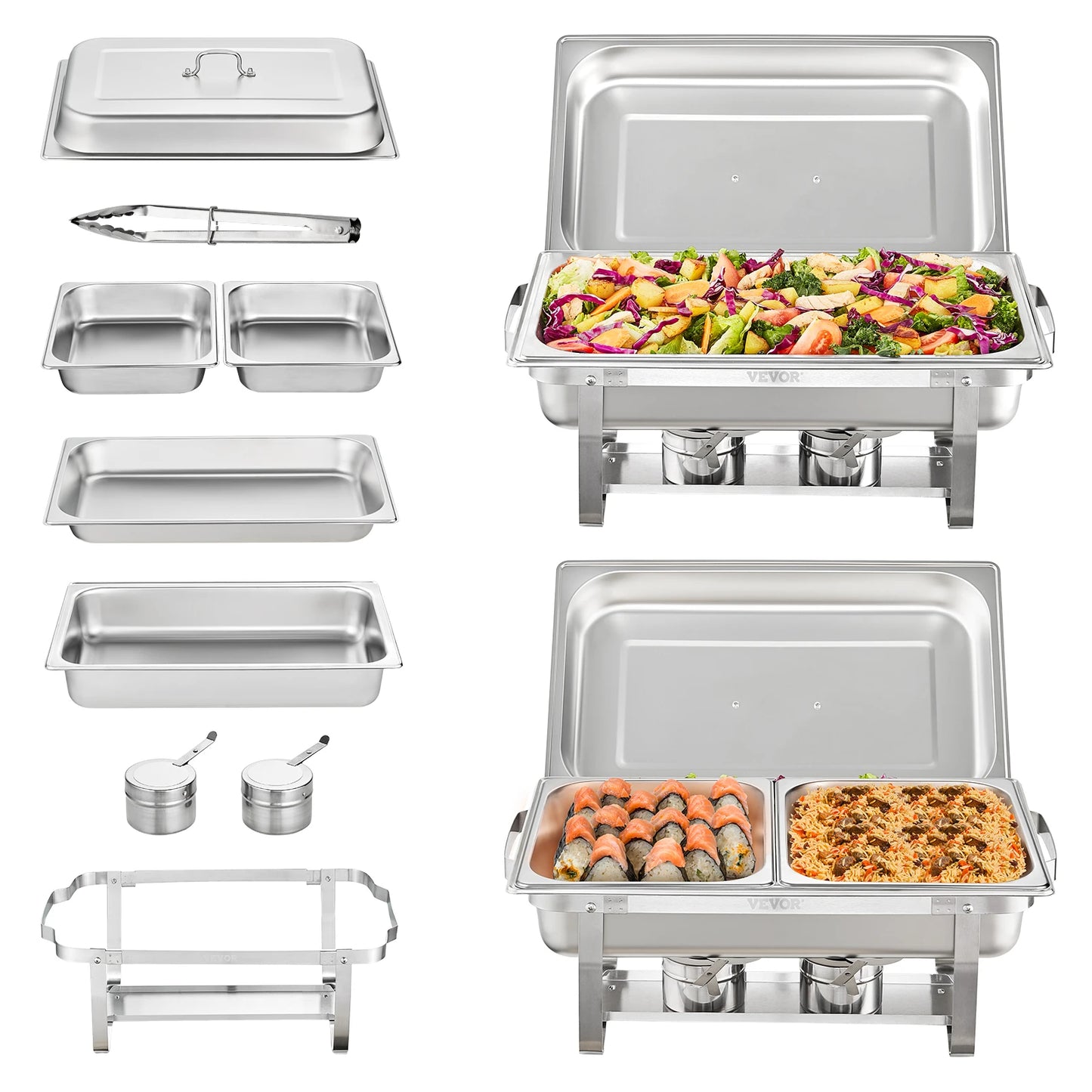 2/4/6 Packs 8QT Rectangle Chafing Dish w/ Full