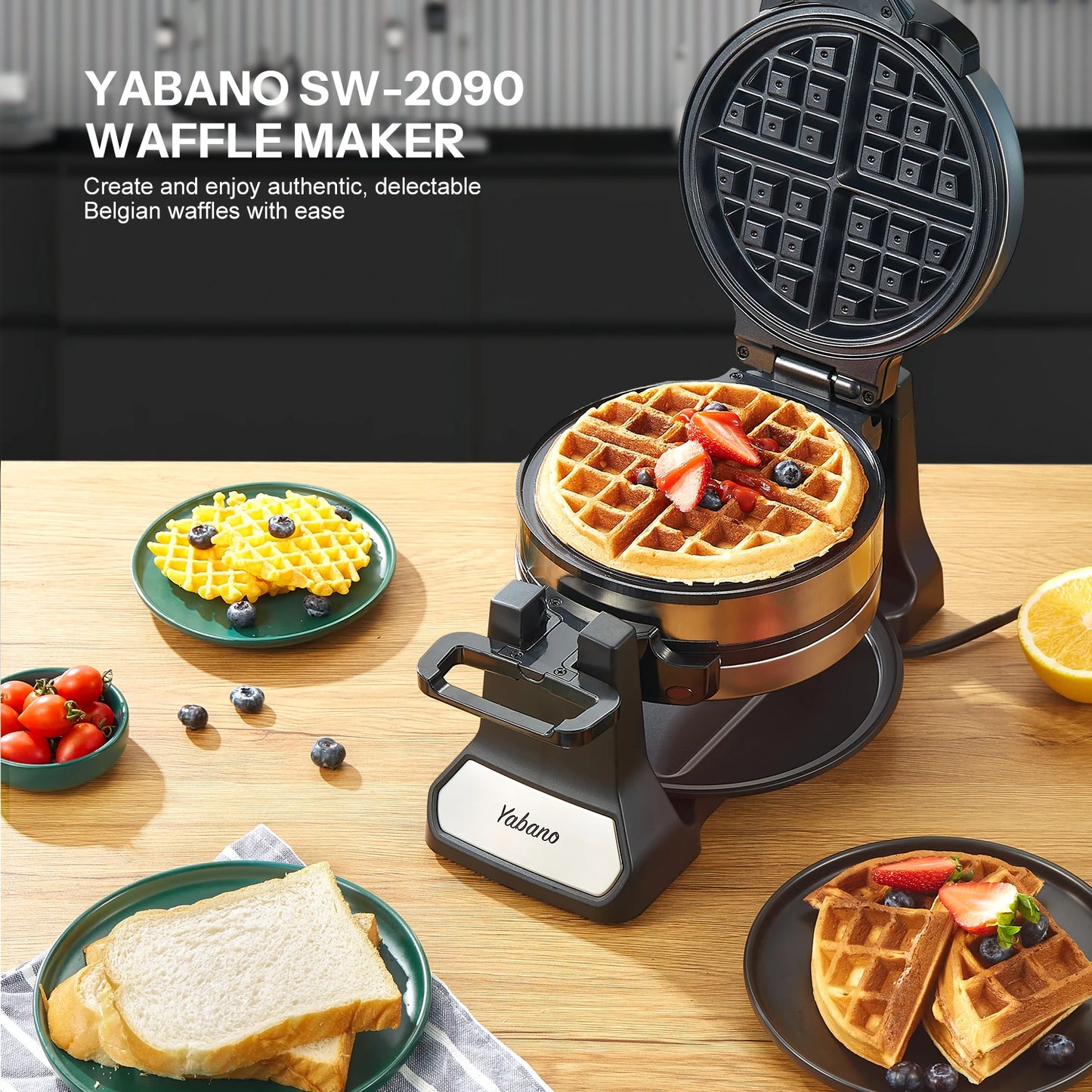 Belgian Waffle Maker, Classic Rotating Waffle Iron