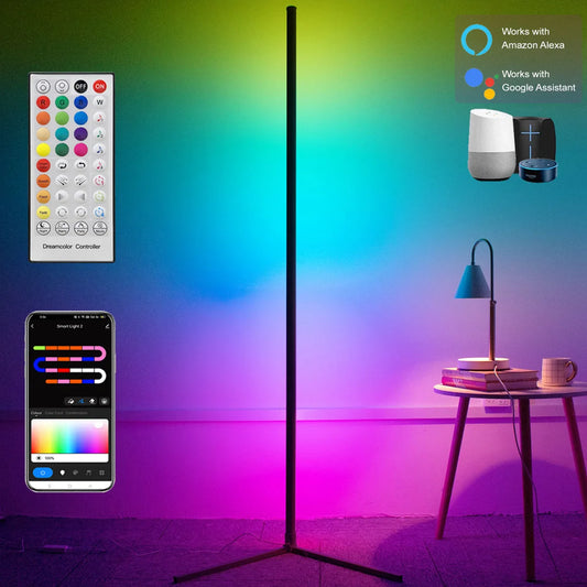 Smart Corner Floor Lamp Dimmable RGB LED Modern