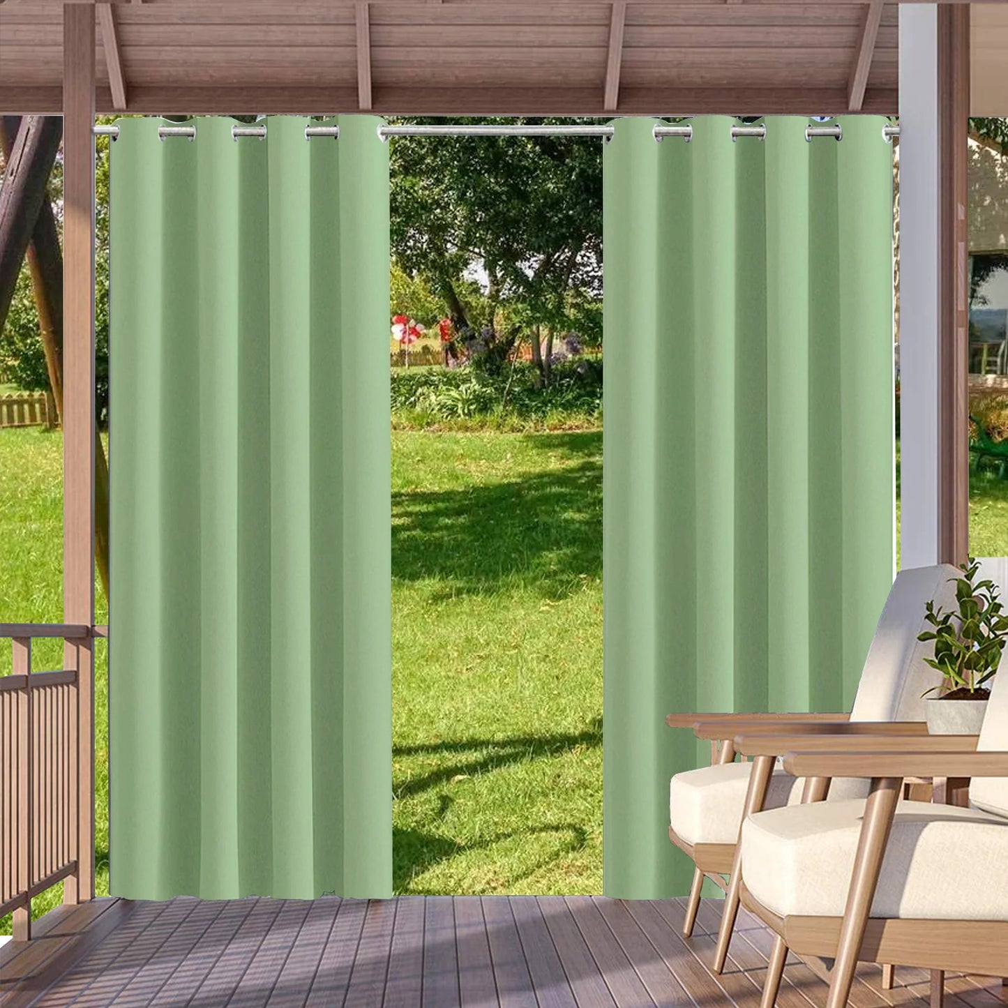 2pcs Outdoor Waterproof Patio Curtains Indoor Blackout Curtain