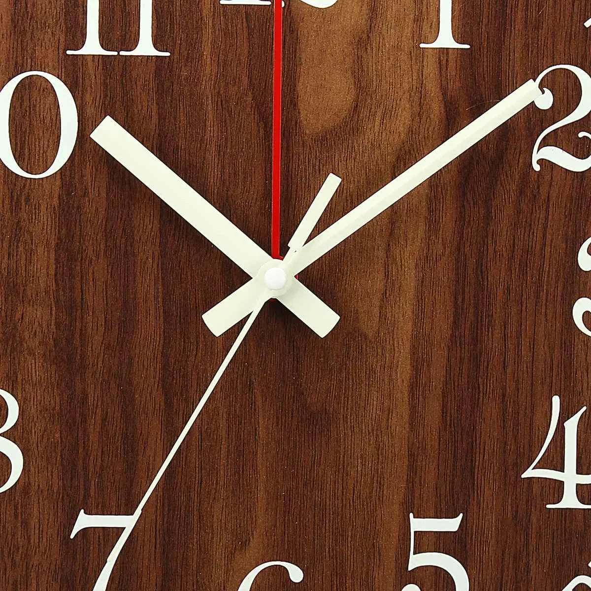 12" Luminous Wall Clock - Silent Wood Design, Non