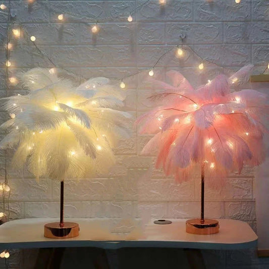 LED Night Light Feather Table Lamp Feather