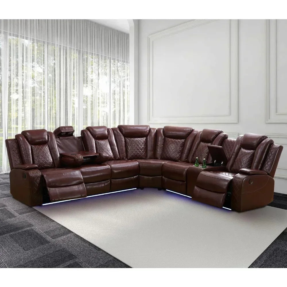 Power Recliner Sofa Sectional Couches With LED