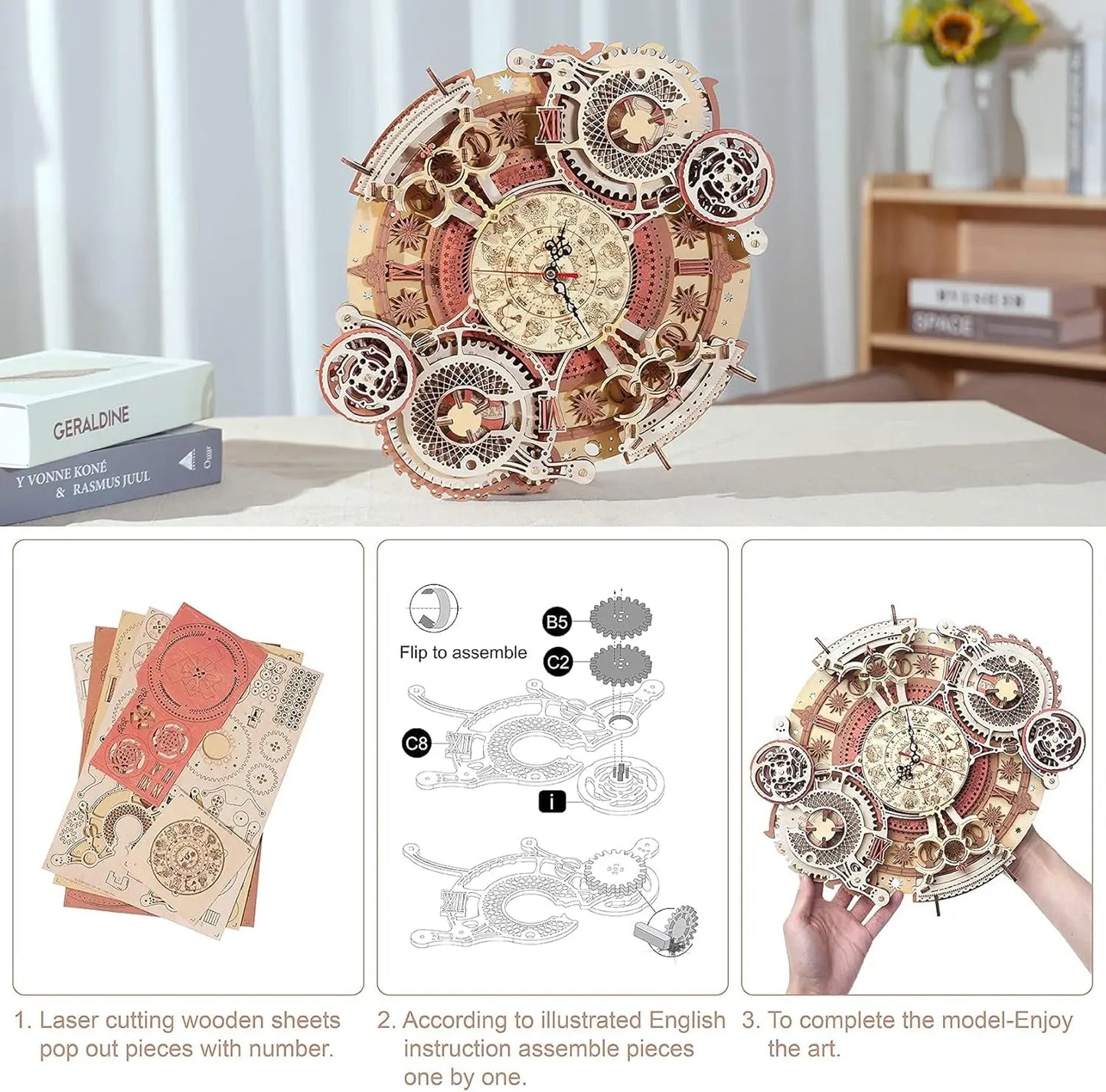 Robo Time Zodiac Wall Clock 3d Wooden Puzzle