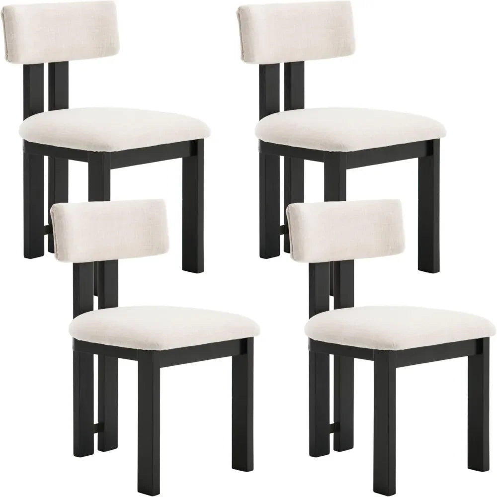 Dining Chairs Set Of 4, Farmhouse Linen Upholstered