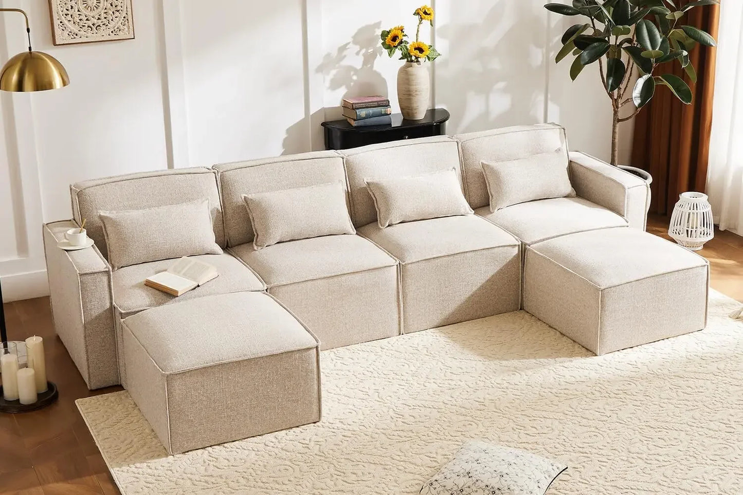 Shaped Modular Couch With Reversible Chaise, Luxury