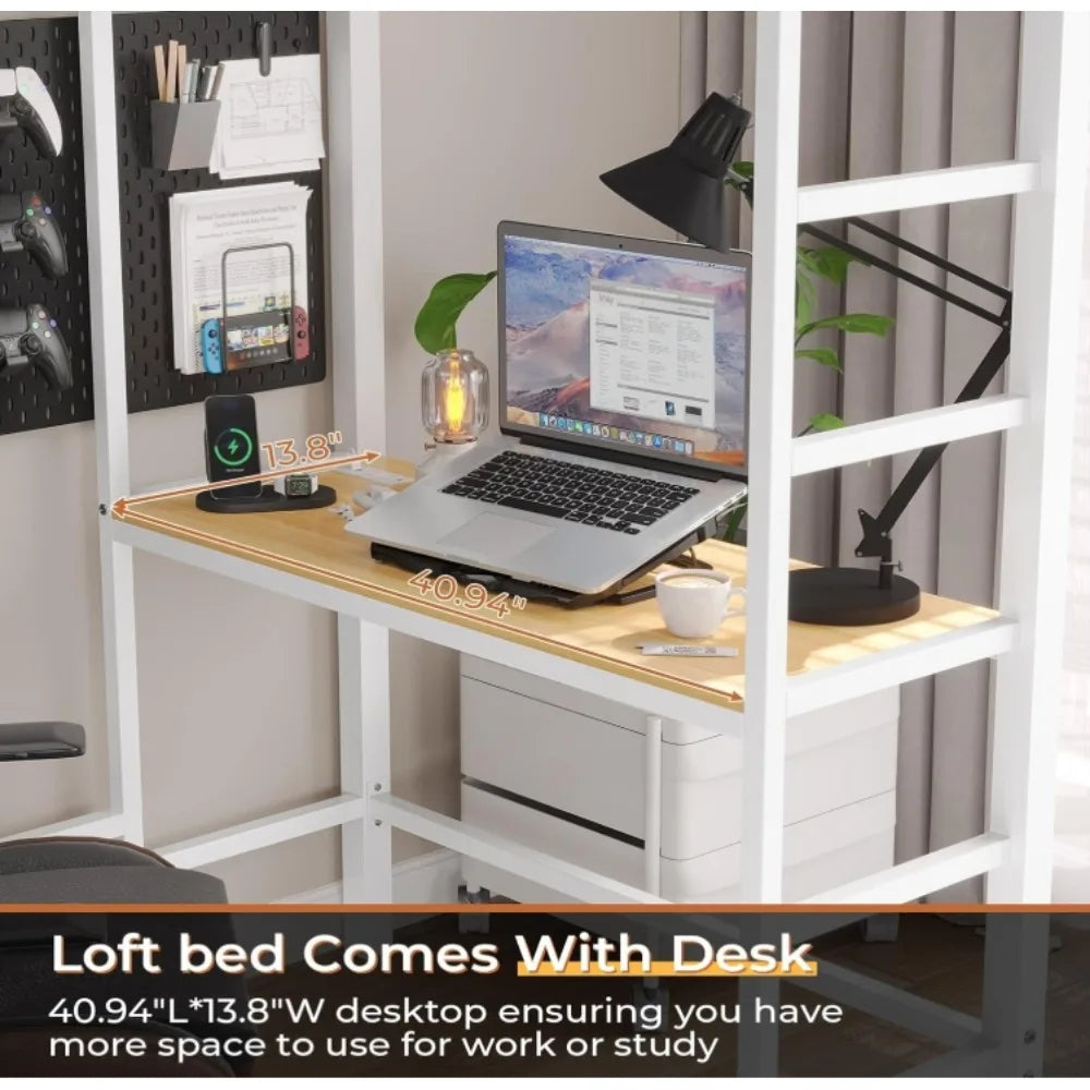 Loft Bed Twin Size with Desk and