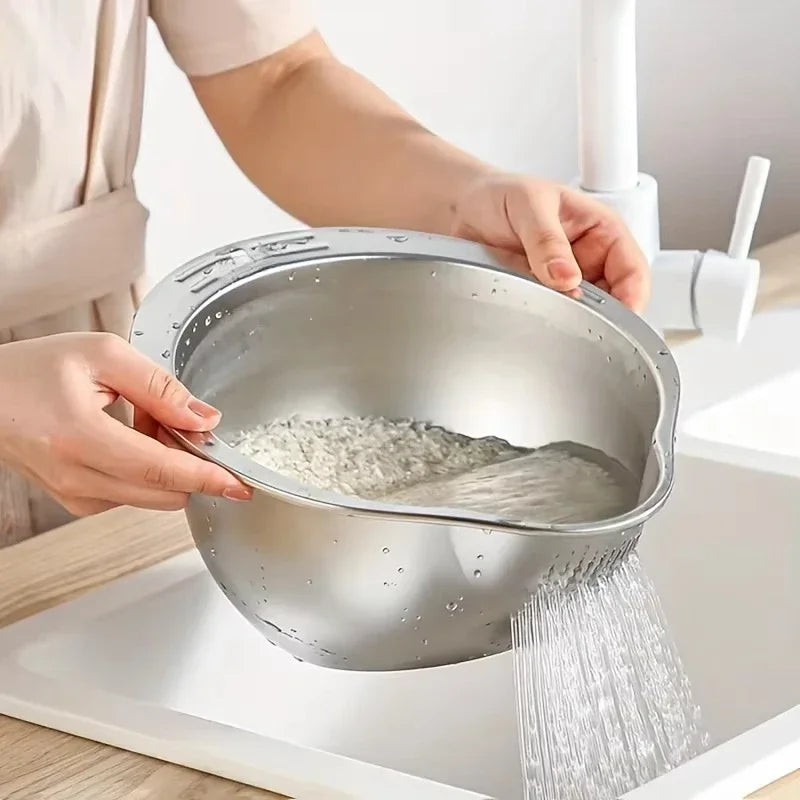 Rice Washer Strainer Bowl Stainless Steel rice